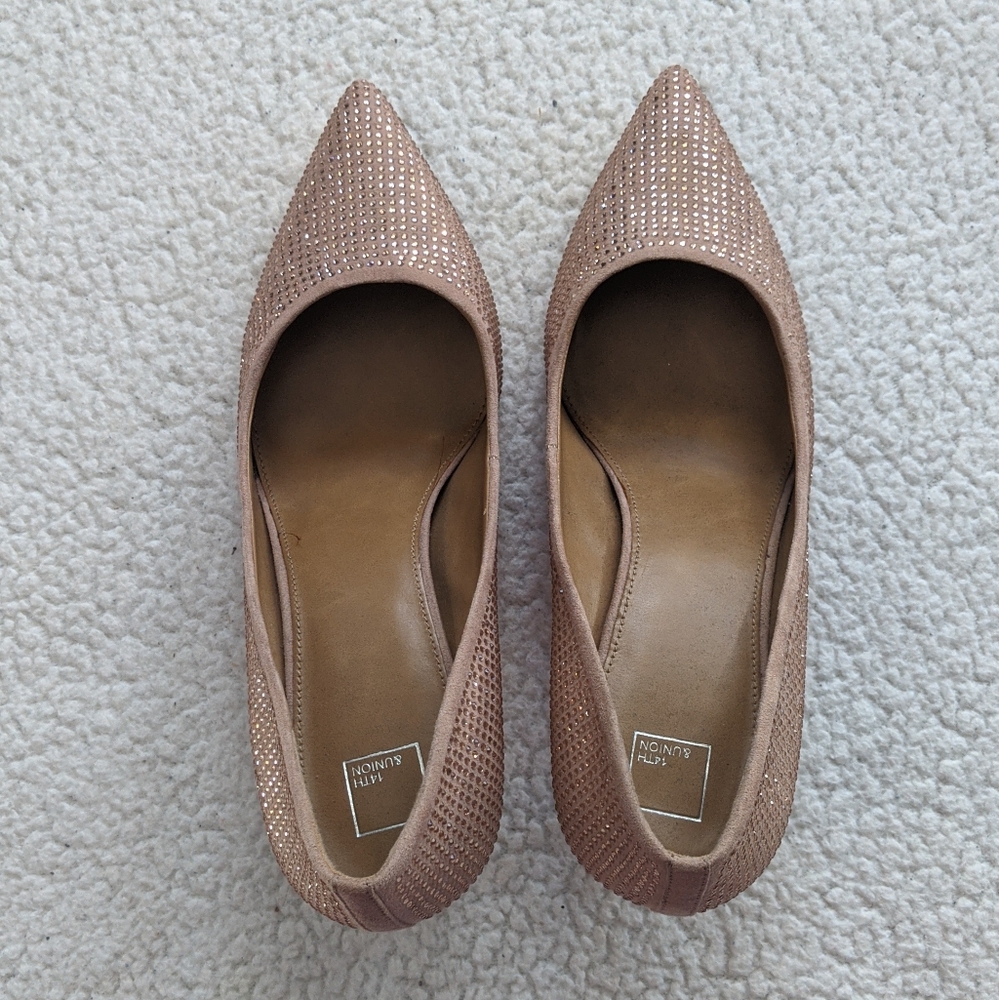 14 & Union rold gold glitter crystal heels - Picture 3 of 7